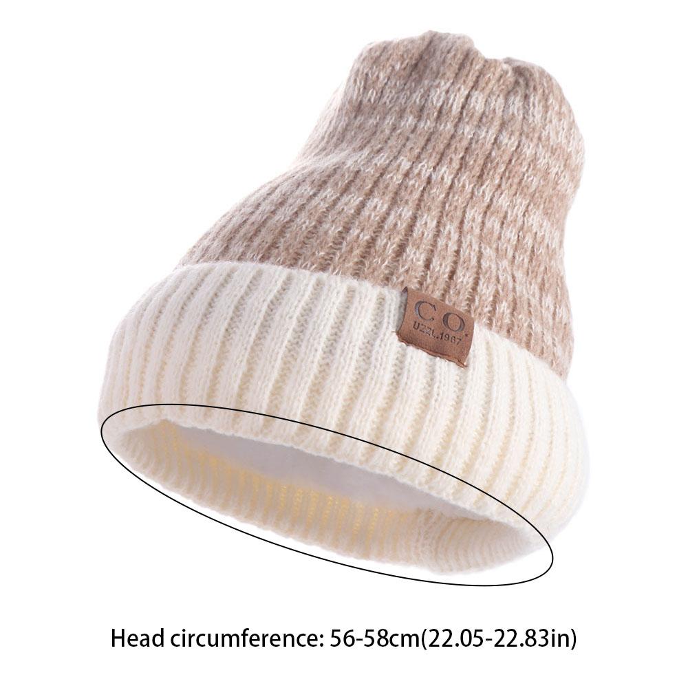 Add Fur Lined Winter Knitted Hats Windproof Warm Beanie Cap Korean Plush Knitted Hat  Men Women