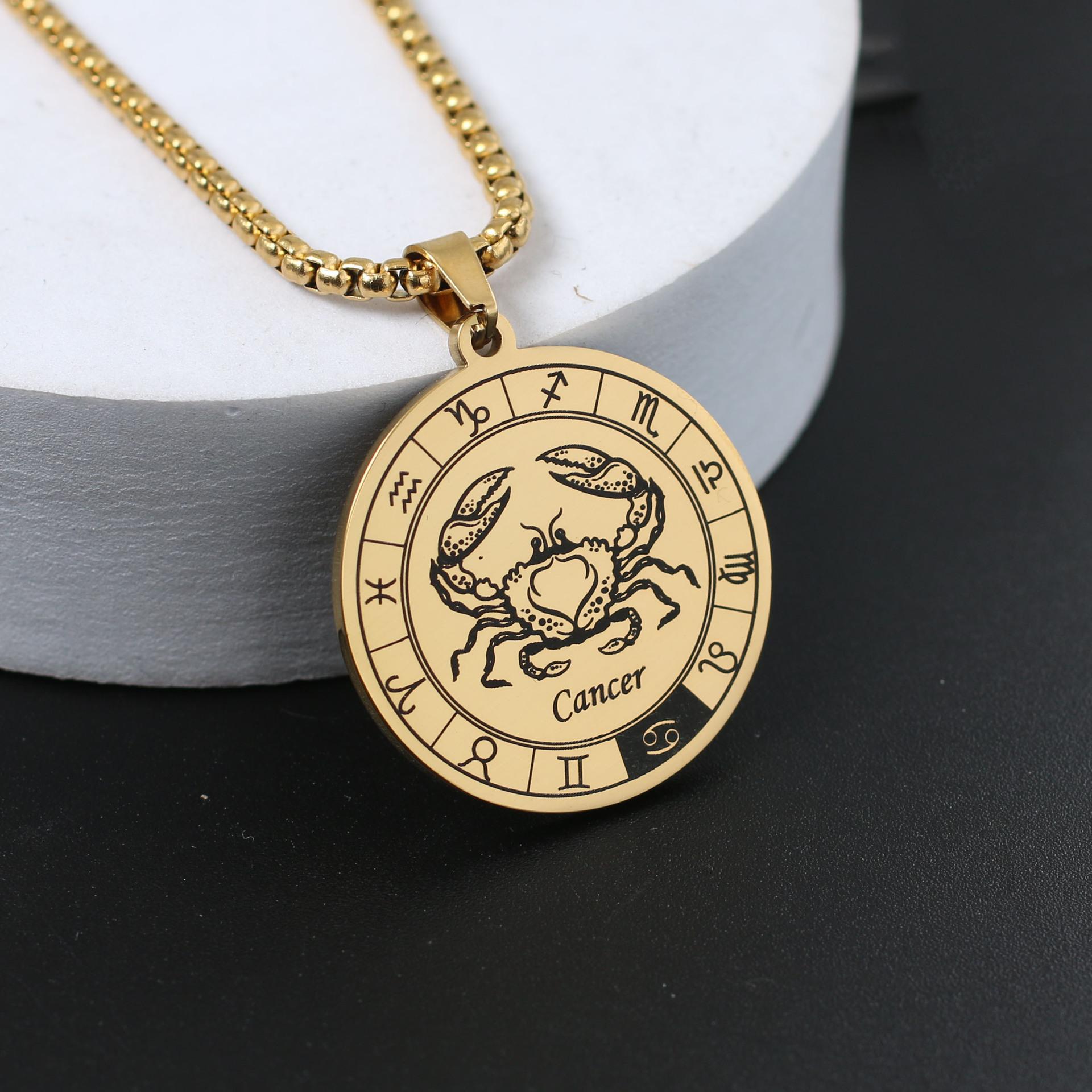 

Ожерелье со знаком зодиака для мужчин и женщин лучшему другу, собачьи жетоны, подарок на день рождения, ожерелье с 12 созвездиями, кулон, ювелирное изделие для пары, подарок Cancer золотой