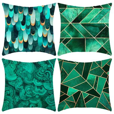New Light Luxury Series Green Color Printing Splicing Printed Pillow Case Home Sofa Cushion Cover
