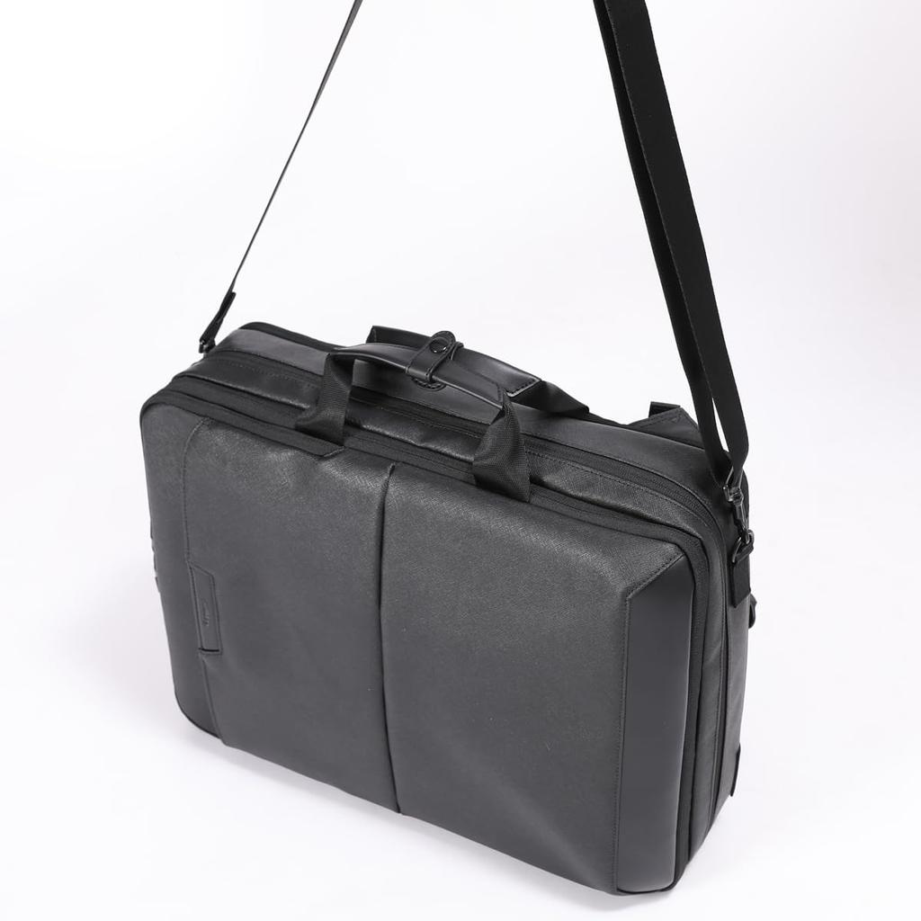 Bermas DULITE FLEX 3-Way Business Backpack, 6cm Expandable, Saffiano Pattern, Black, 60648, One Size