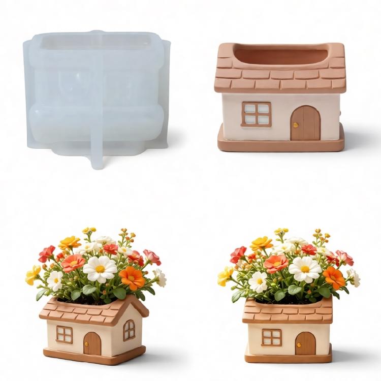 Small House Shape Silicone Planter Mold Flowerpot Molds for Crafts Resin Candle Cup Jewelry Holder Flexible and Reusable