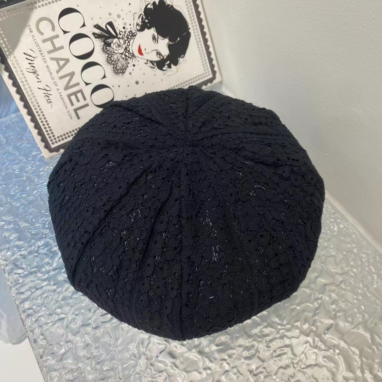 

Корейский милый кружевной берет - Женская французская ретро восьмиугольная шляпа художника для весны/лета One Size чёрный