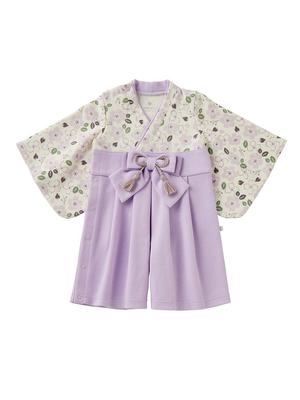 Mokumoff Baby Hakama Strampler, Japanische Festkleidung für Jungen und Mädchen, Perfekt für Erstes Mahl und 100-Tage-Feiern, Größe 70, Lila
