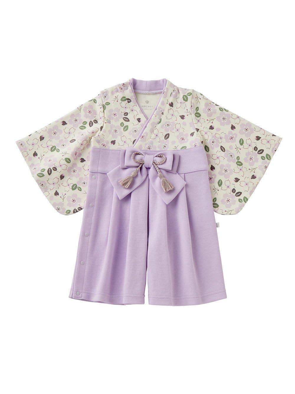 

Baby Japanese for boys and first 100th day size purple [Mokumoff] clothes, hakama, rompers, style, formal, girls, meal, celebration, 80, фиолетовый