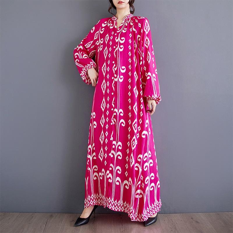 Long sleeve Plus size Cotton vintage Floral new in dresses for women casual loose spring autumn dress
