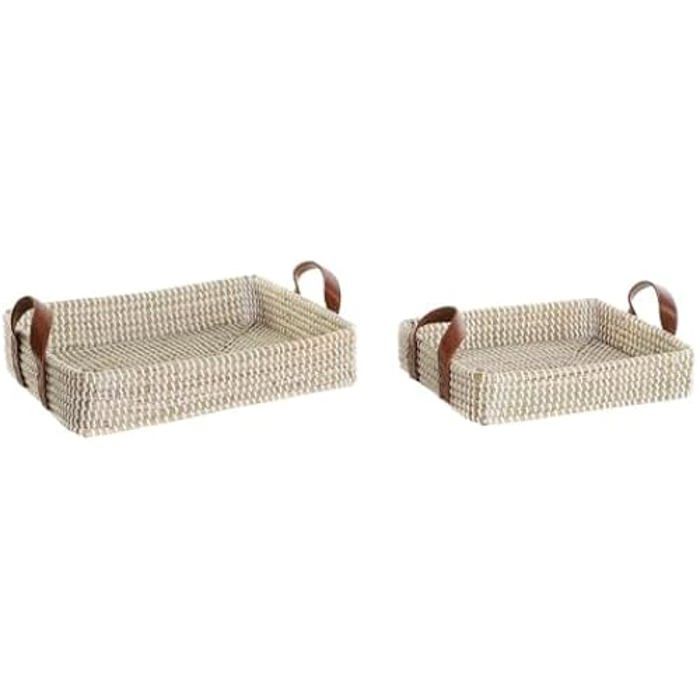 Plateaux - DKD HOME DECOR - Lot de 2 - Naturel - Marron clair - 32 x 41 x 9 cm