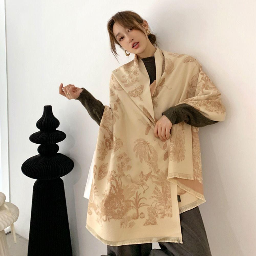 Large Ethnic Style Scarf Bohemia Winter Tassel Scarves Large Double-sided Cape Student