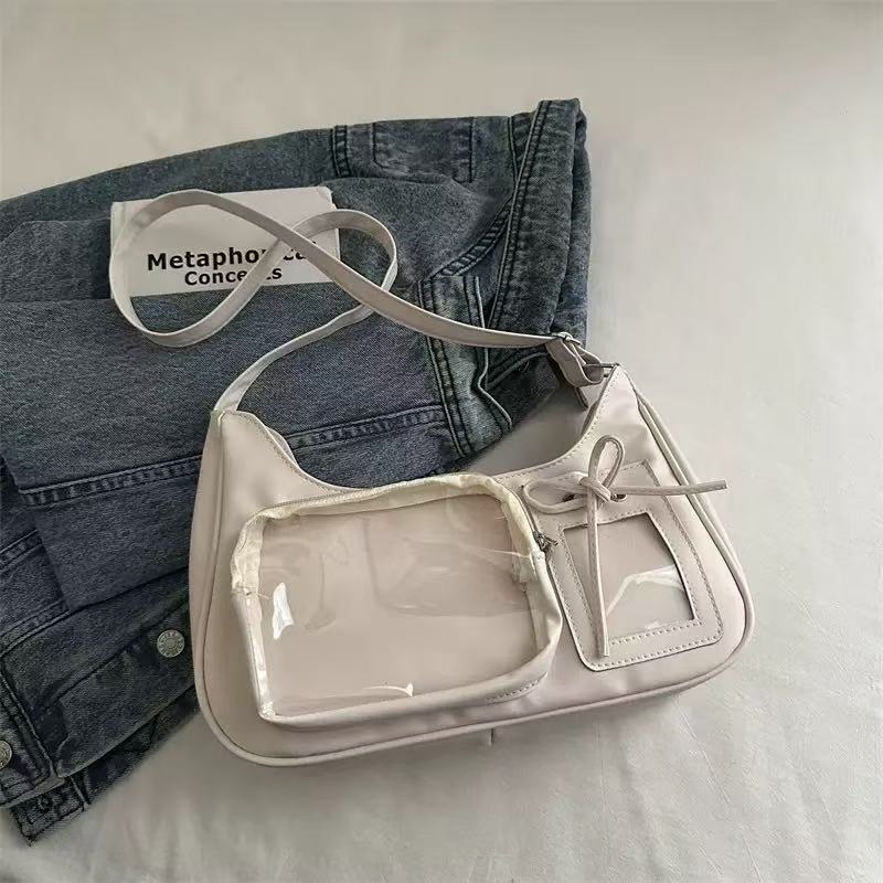 Harajuku Schoudertas Dames Koreaanse Transparante Ita Tas School Crossbody Tas Vrouwelijke Japanse Ontwerper Preppy Handtas Portemonnee gray