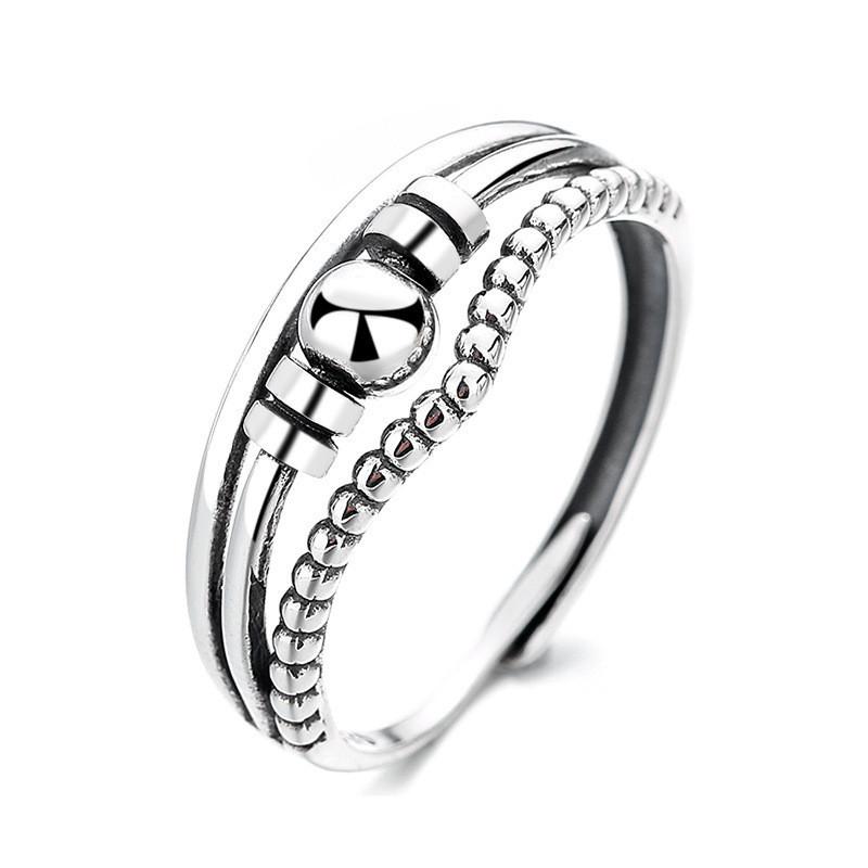 

Elegant Adjustable Open Bead Ring With Three Layer Cross Design Women For J4183