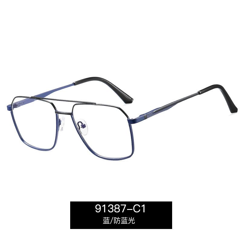 

Male Square Metal Large Frames Myopia Eyeglasses Spring Leg Professional Near Sight Eyewear Blue Lightweight Blocking Eye Protection Glasses 0