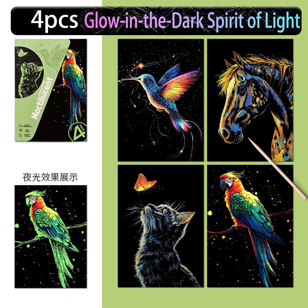 20*14cm DIY Night Scene Painting Scratch Colorful Drawing World Attractions Series For Child Adult Decompression Gift Home Decor