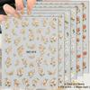 3 To 15 Sheets 5D Embossed Gold Outline Flower Nail Stickers Rose Daisy Spring Blossom Self-Adhesive Floral Decals