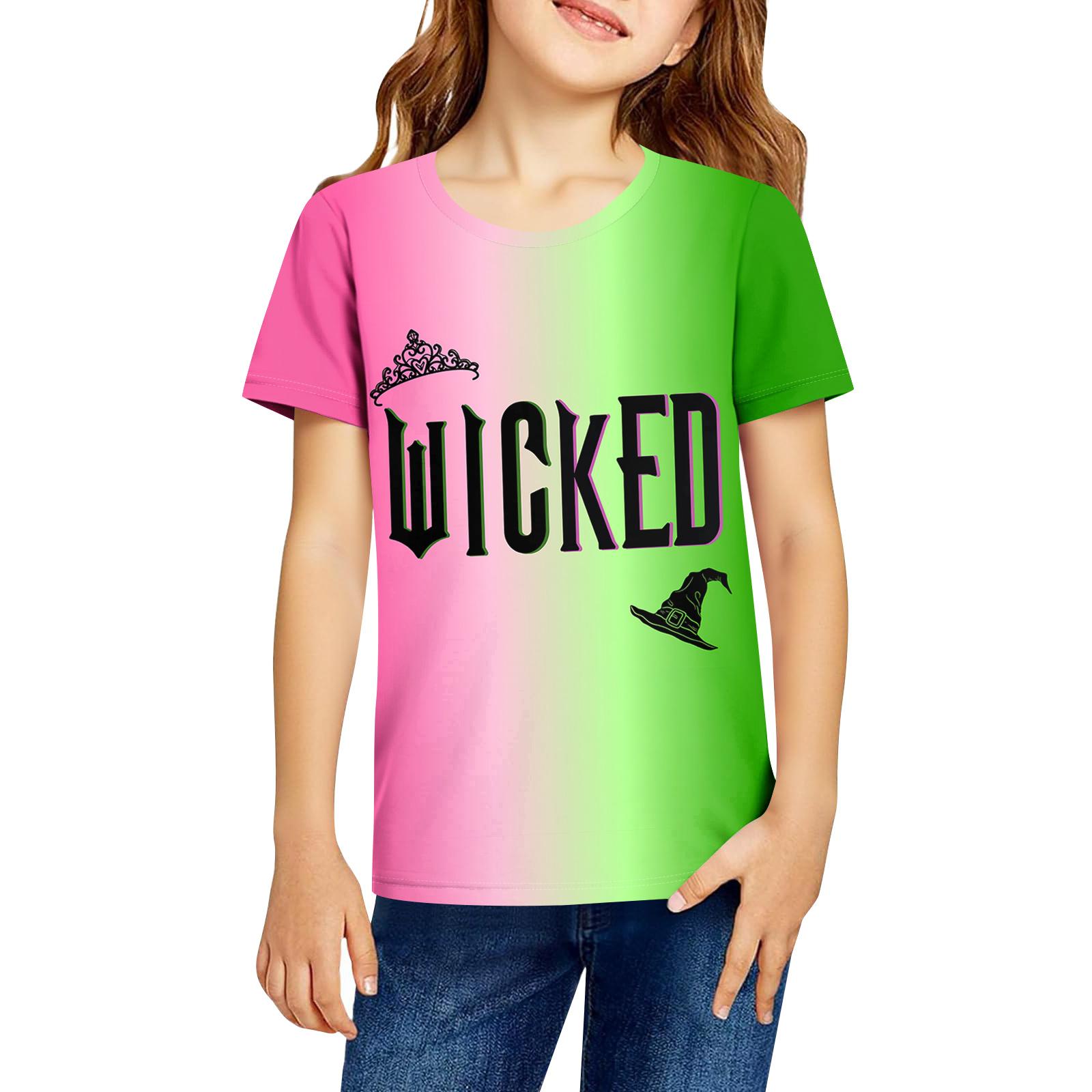 

Fashionable Round Neck Short Sleeve Work Clothes Printed Tops For KID Summer Tops 120