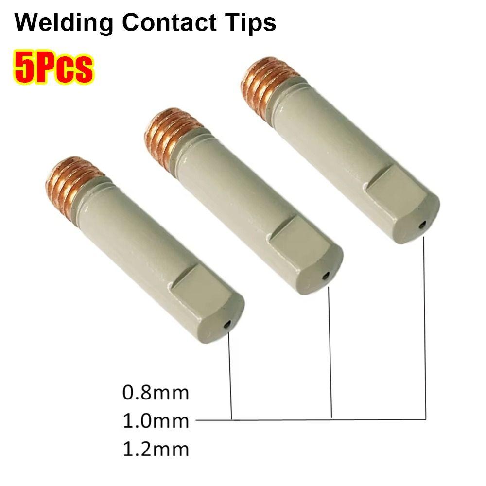 5Pcs 25mm M6 Welding Contact Tips 0.8/1.0/1.2mm Welding Tool Parts MIG Nozzle Tip for MB-15AK 14AK