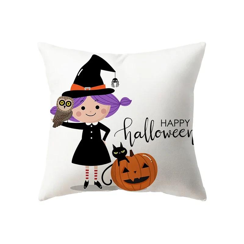 Halloween Theme Horror Pumpkin Print Pattern Cushion Cover Home Living Room Sofa Decoration Square Pillow