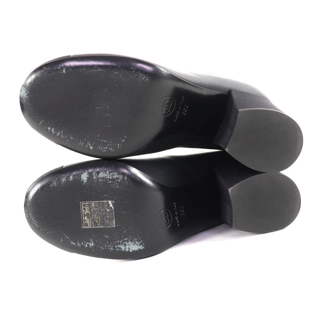 Ausgezeichnete CHANEL Stiefeletten schwarzes Leder Damen 36 22K G39529 Gebraucht
