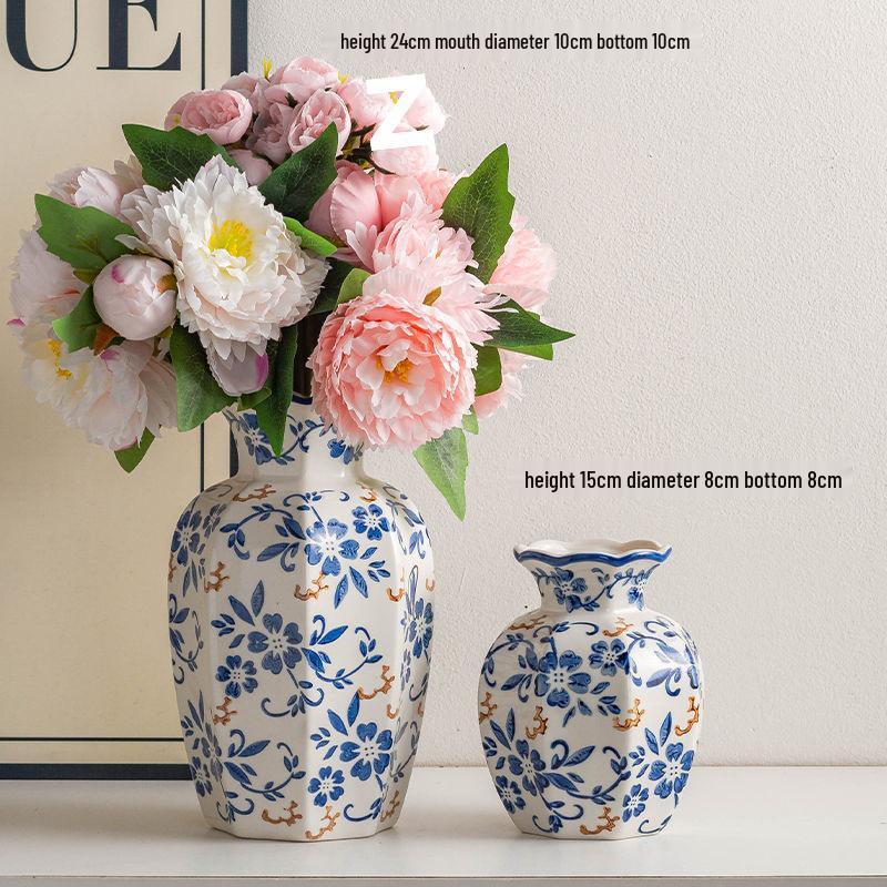 Chinese Blue & White Porcelain Retro Vase for Home Decor and Fresh Flower Arrangements