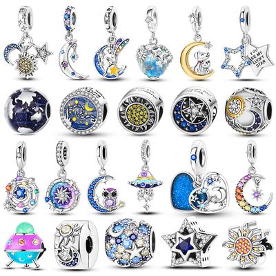 Mystery Star Series Original 925  Silver Charms Fit Bracelet Pendants Dangle Diy Jewelry Gift For Women