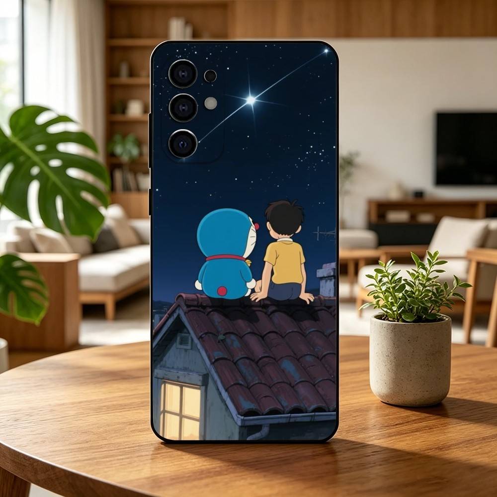 Cute Cartoon Z-Doraemon Shockproof  Phone Case For Samsung S25,S24,S21,S22,S23,S30,Ultra,S20,Plus,Fe,Soft Silicone Black Cover
