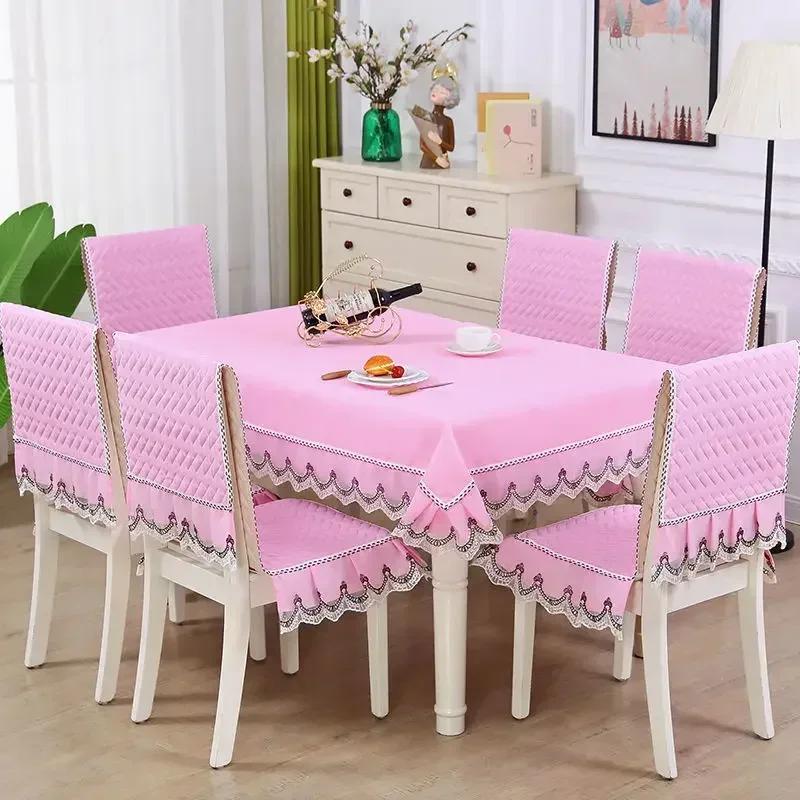 Light Luxury Wave Lace Stolsöverdrag Förtjockad Matbordsduk Kudde Europeisk stil Stor blomma Bordsduk Stolsöverdrag