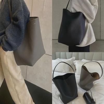 Borsa Tote a Secchiello in Pelle di Vacchetta Premium - Borsa a Spalla in Vera Pelle di Grande Capacità