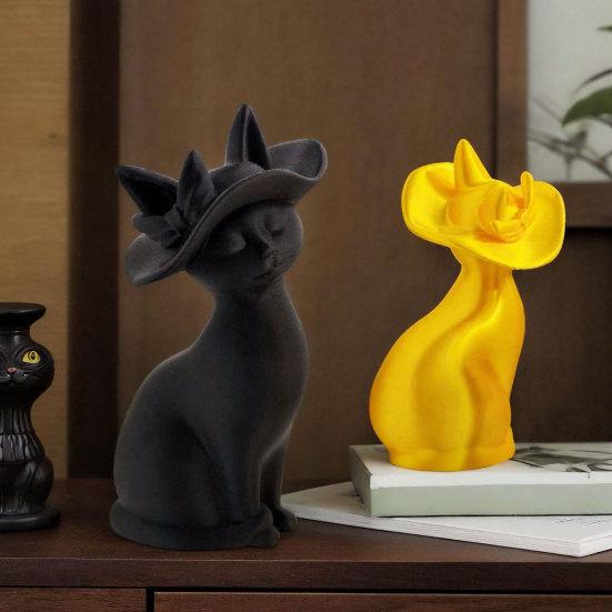 3D Printed Cat Figurine Minimalist Modern Elegant Cat Sculpture Small Collectible Animal Statue