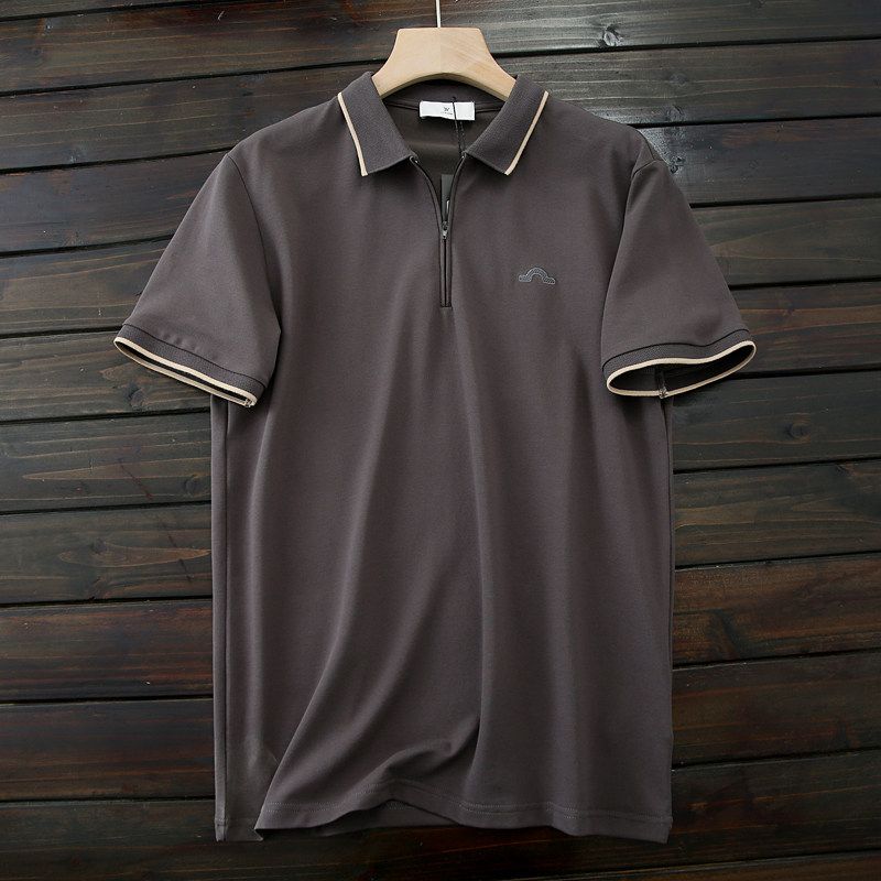 Word of Mouth Recommend Offline 39.Export Tail Goods Men Summer Cool Feeling Pearl Cotton Lapel Short Sleeve T-shirt Polo Shirt