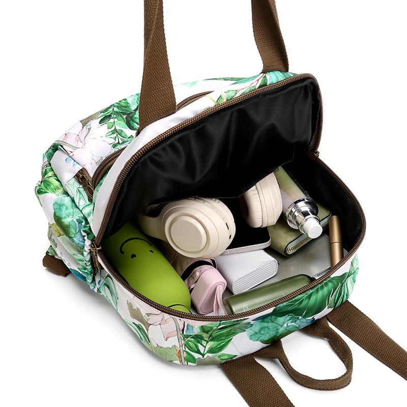 Women's Tropical Floral Nylon Backpack - Lightweight Multi-way Shoulder Bag for Travel & Daily Use