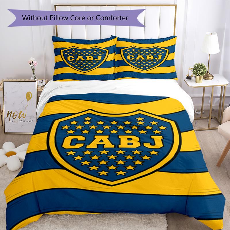 Boca Juniors Football Club Design Pattern Duvet Cover Set – includes 1 duvet cover and 2 matching pillowcases Bedroom decor Christmas gifts