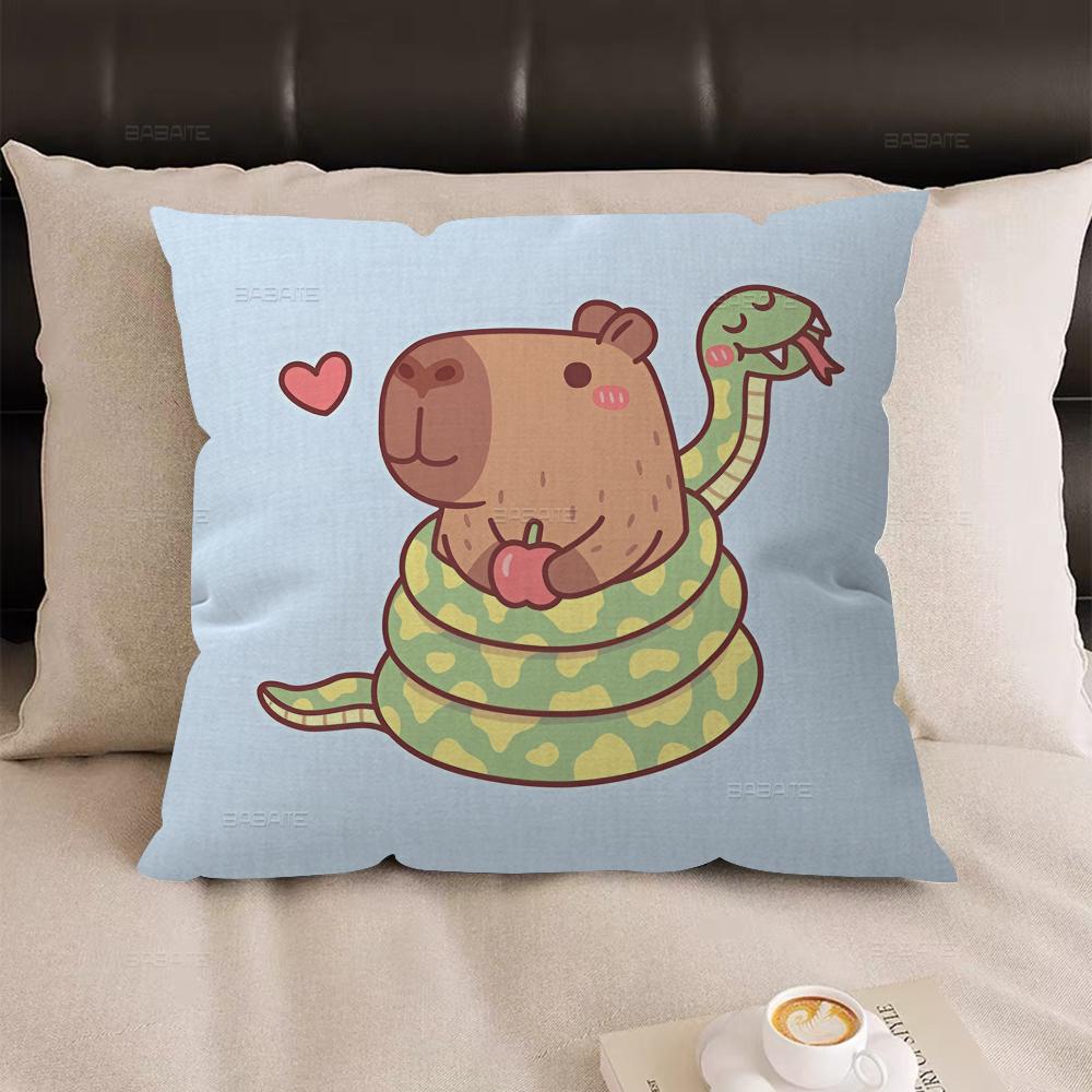 Cute Cartoon Capybara Office Cushion Pillowcase Car Cushion Cover45X45CM Lumbar Pillowcase Sofa Pillowcover