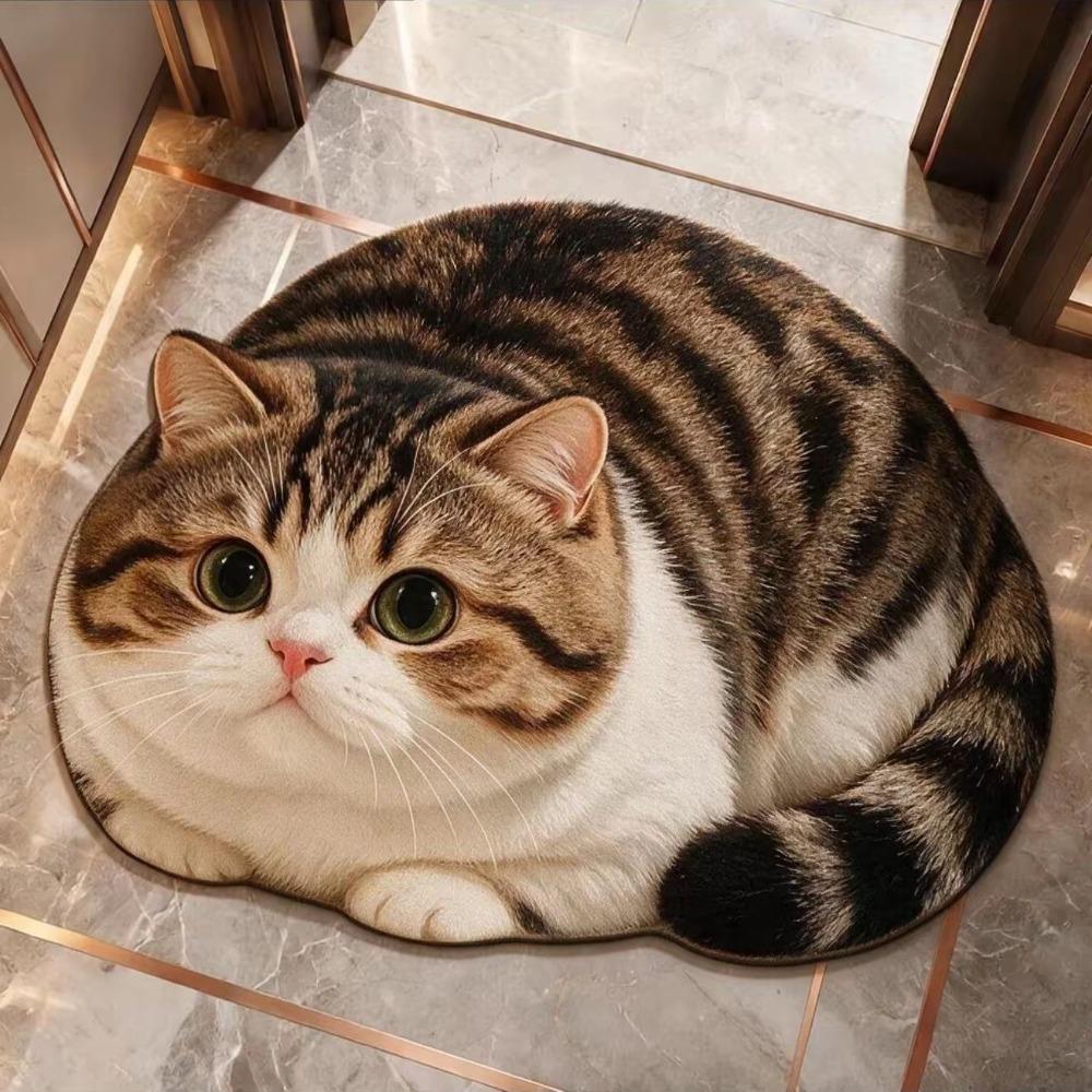 Diatomaceous Earth 3D Cat Floor Mat 45×60CM Bedroom Door Rug Creativity Bathroom Carpet Home Decor