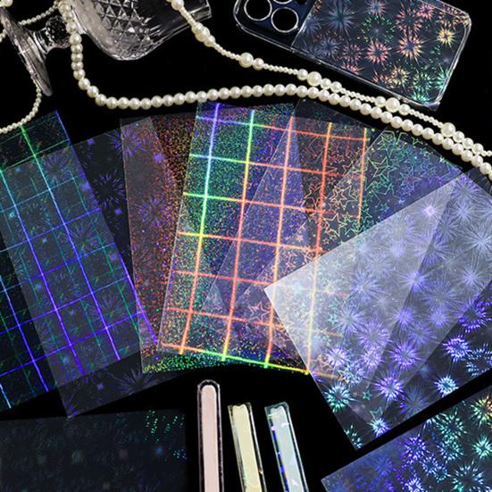 6 Blatt Irisierender Traum Holografischer Aufkleber für Journale Wasserdichte Scrapbooking-Aufkleber Transparenter Untergrund für Collage Versiegelung Dekoration