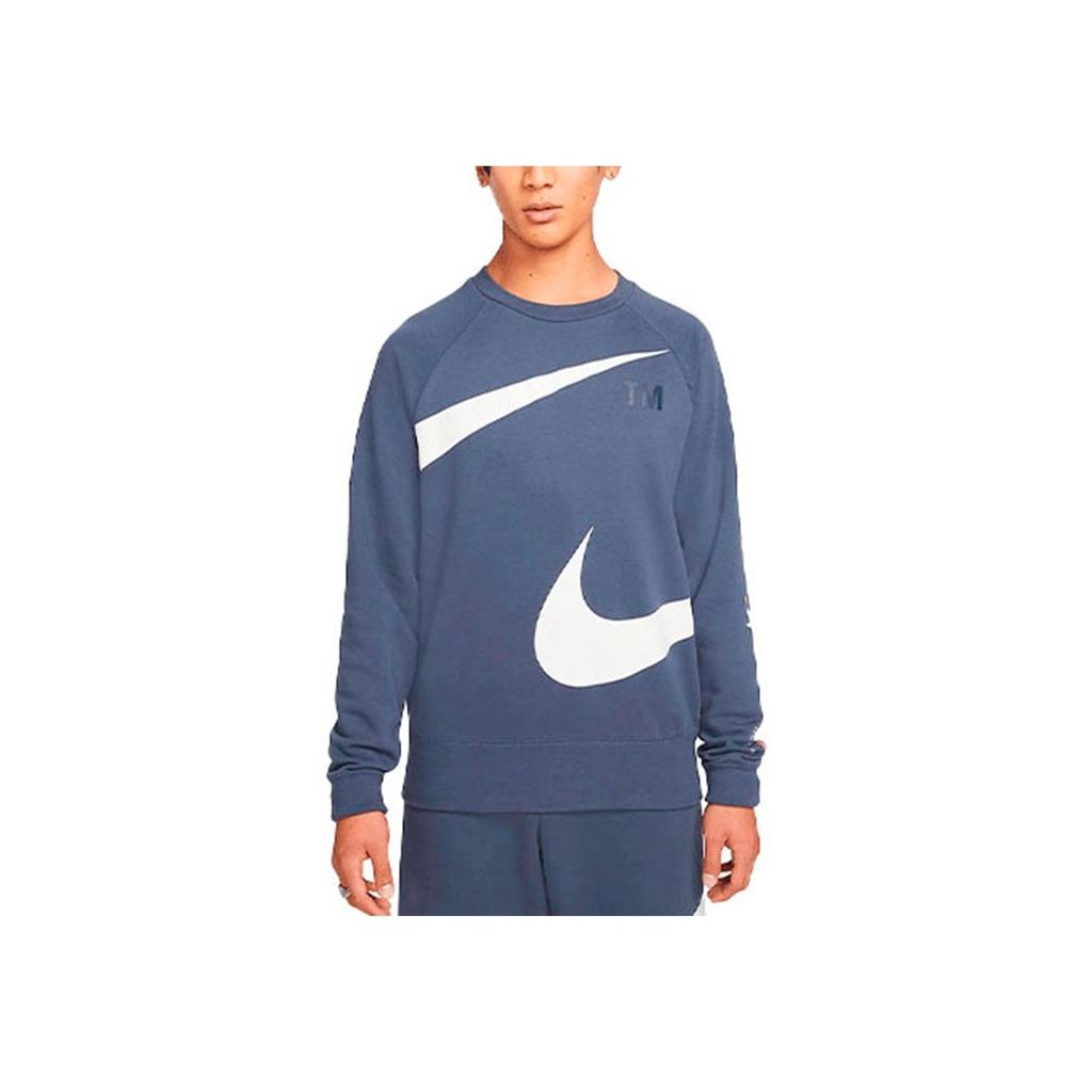 Nike Swoosh Ft Crew Sweatshirt With Large Logo Print Men Sweatshirt Blue DD6097-437