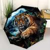 Tigerthemed Automatic Folding Umbrella Compact Lightweight For Outdoor Adventures Daily Use Birthday Christmas Valentine'S Day Gift Travel Umbrella