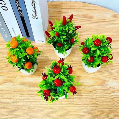 Realistic Plastic Foam Artifical Fruit Tree Bonsai for Home Decoration