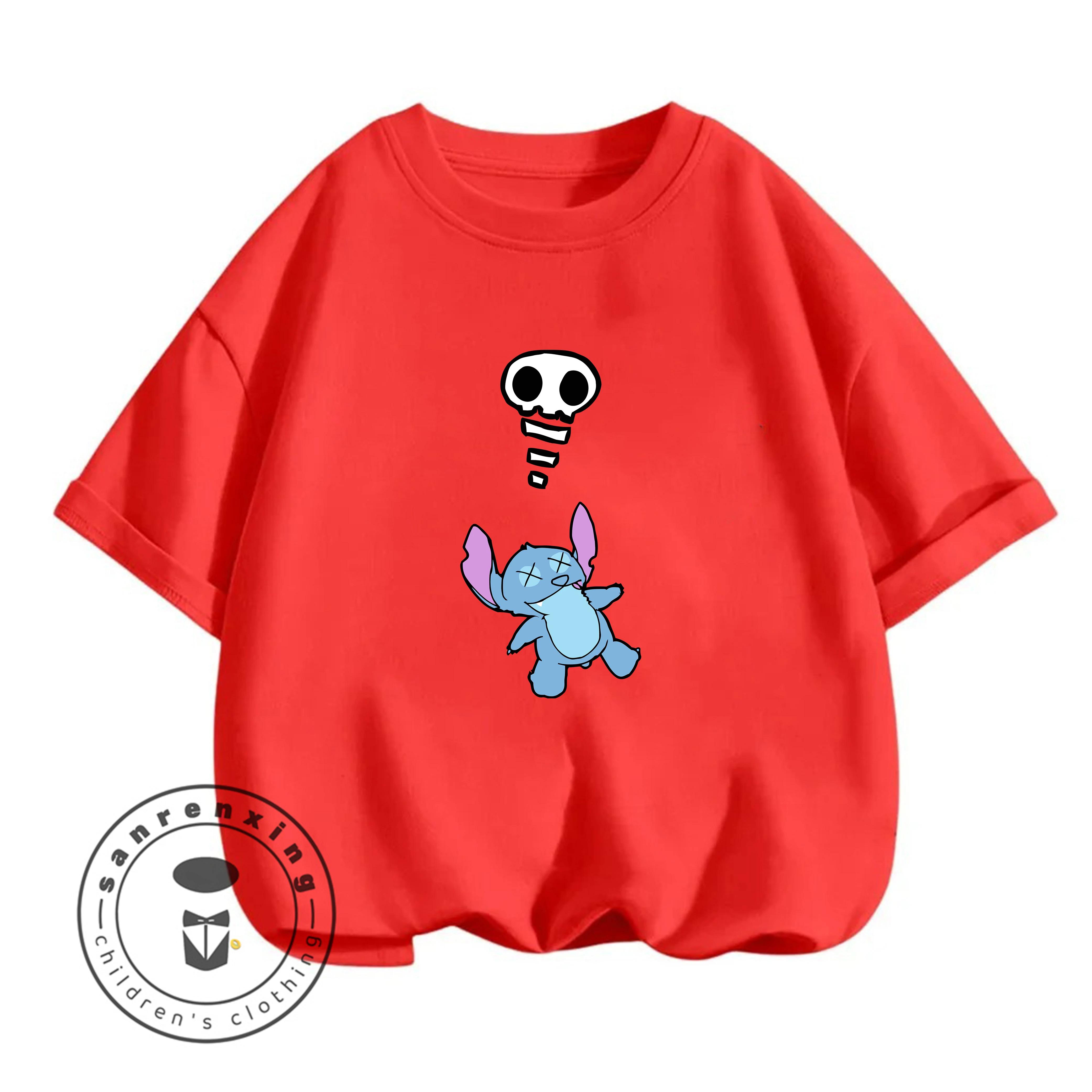 

Stitch Alien Smiley Pattern 2026 T-Shirt Girls Summer Hot Sale Casual Top New Children s Boys Style 100