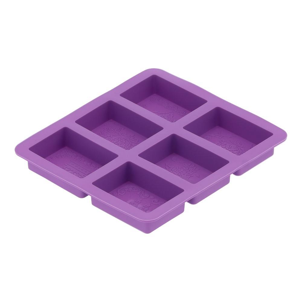 6-Cavity Design Silicone Soap Mold Flexible Silicone Cake Mold Set Craft Projects Square