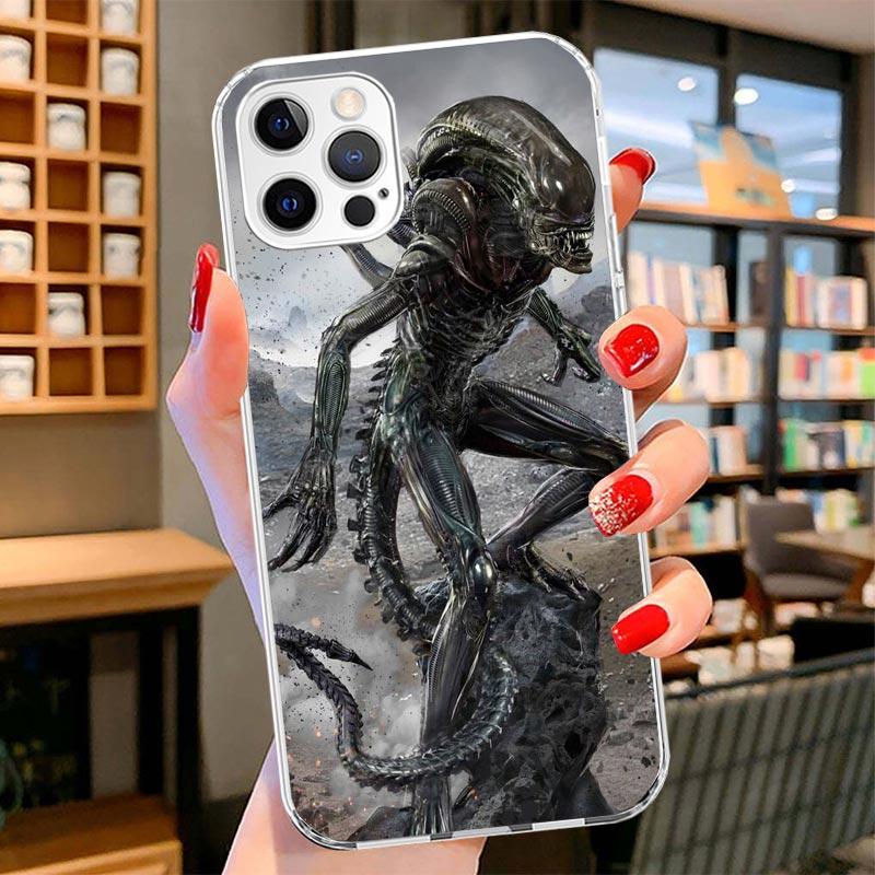 Alien Vs Predator Bemalte Cover Handyhülle Für iPhone 16 17 Air 15 14 Pro Max 16E Handyhülle 13 Mini 12 11 7 SE 8 Druckmuster