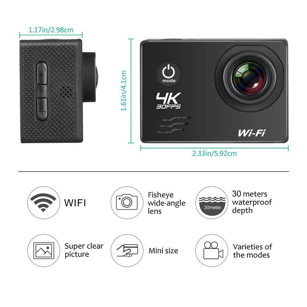 Action Camera, 4K High-definition Underwater Camera, Wireless WiFi Waterproof Outdoor Digital Camera