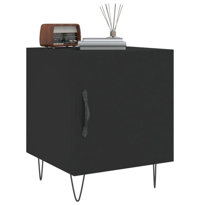 Tables de chevet - Maison Exclusive - Noir - Bois d'ingénierie - Lot de 2, pieds métal