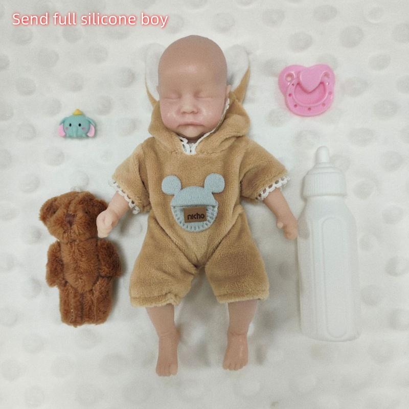 

6 дюймов 15 см мини однотонные полностью силиконовые куклы реборн Levi милые лысые с закрытыми глазами куклы для новорожденных для мальчиков и девочек детская игрушка для игры на ладони boy doll