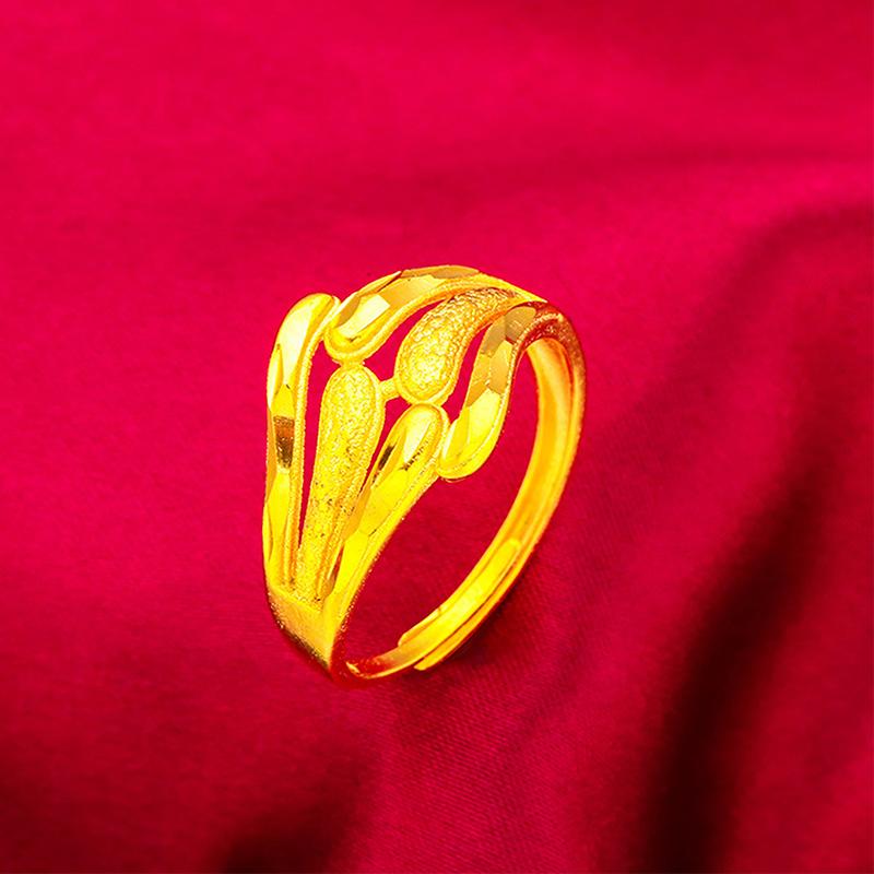 Inele Florale Gravate Aurii pentru Doamne Elegant Lucios Accesoriu pentru Deget Pentru Întâlniri Nuntă Aniversare