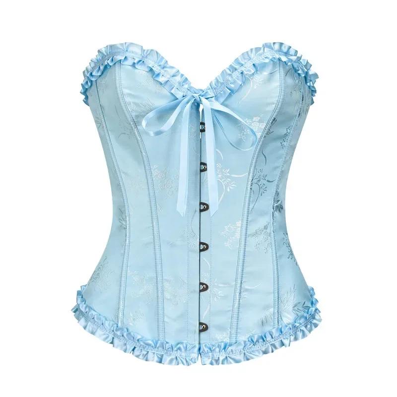 Corsetti e Bustier da Donna Top Moda Sexy Corselet Raso Overbust Broccato Vintage Taglie Forti