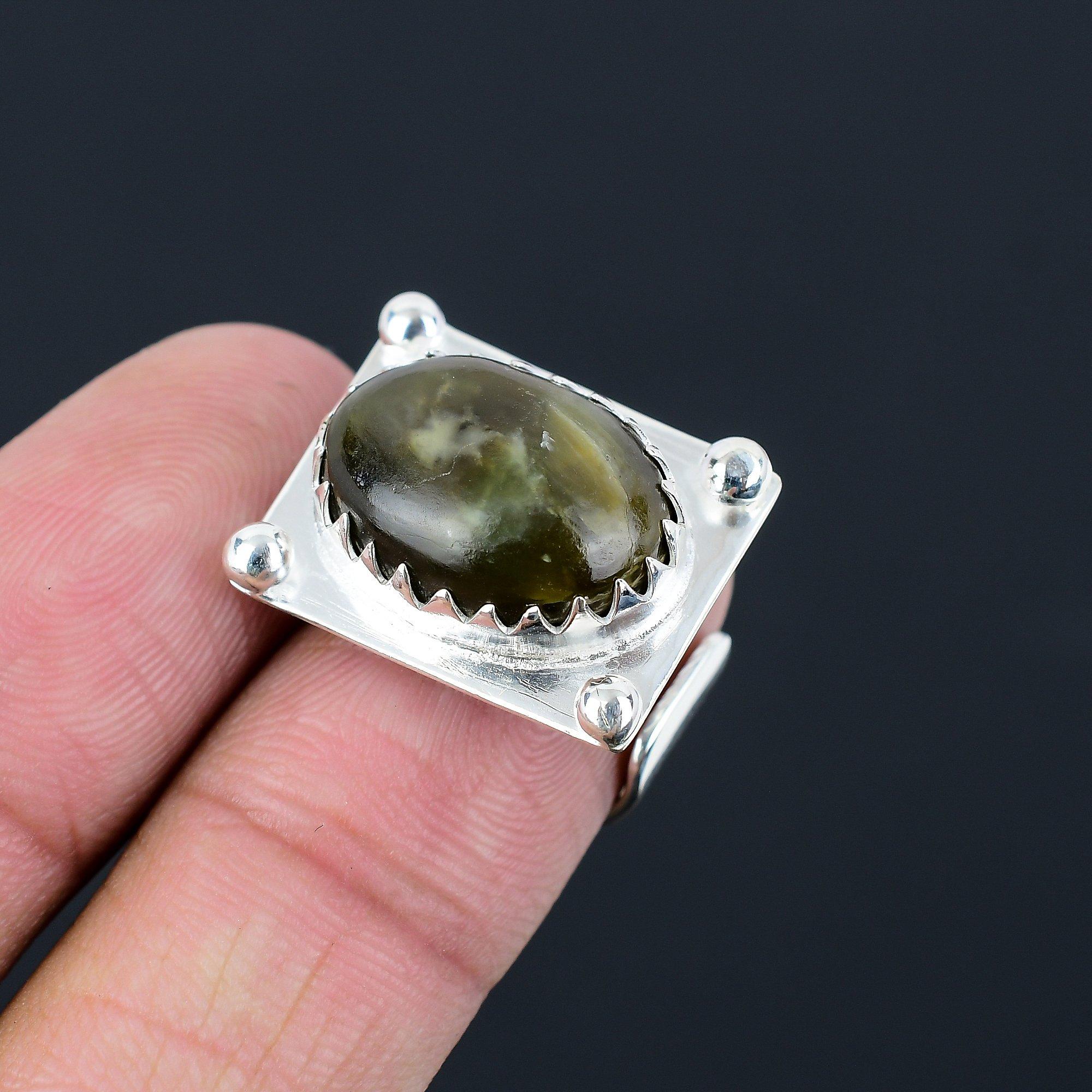 Friendship Day Sale Vasonite Stone Statement Art Deco Ring Jewelry 925 Silver Adjustable