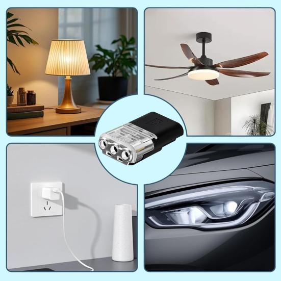 24/40Pcs 3-Pin Solderless Wire Connectors with Locking RGB LED Strips Light Wire Quick Connector No Stripping 18-22AWG Wire Plug-in Connector