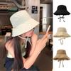 Simple Solid Color Sunscreen Bucket Hat Summer Breathable Adjustable Fisherman Hat For Women Outdoor Travel Wide Brim Sun Hat