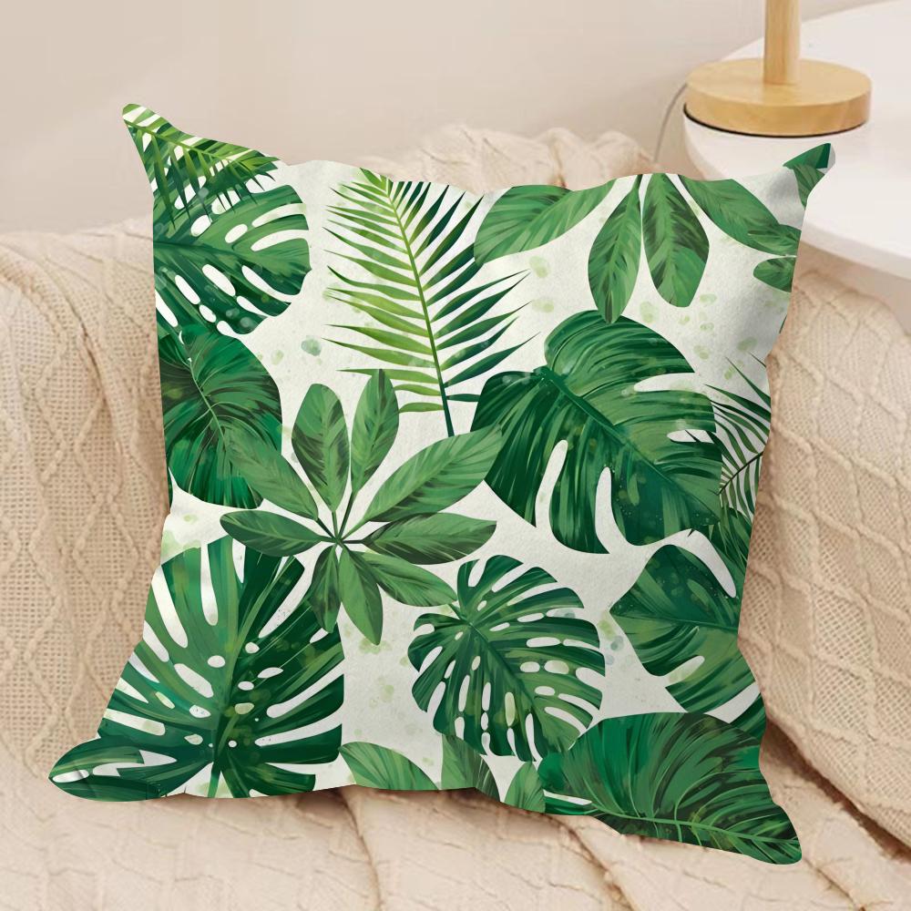 Palm leaves Cushion Cover Soft Plush Fabric DoubleSided Printed Cushion Covers for All Seasons Modern HomeDecor Gift
