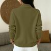 Women's Casual Oversized Knit Cardigan with Lapel Collar and Long Sleeve Button Front
