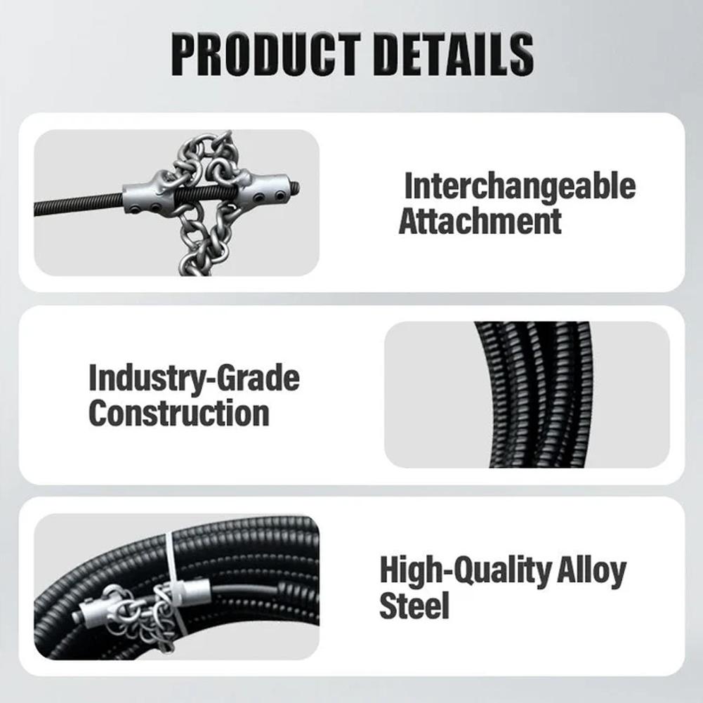 Electric Special Tool For Dredging Sewers Solid Chain Spring Adjustment Unclog Pipeline Oil Stains And Blockages