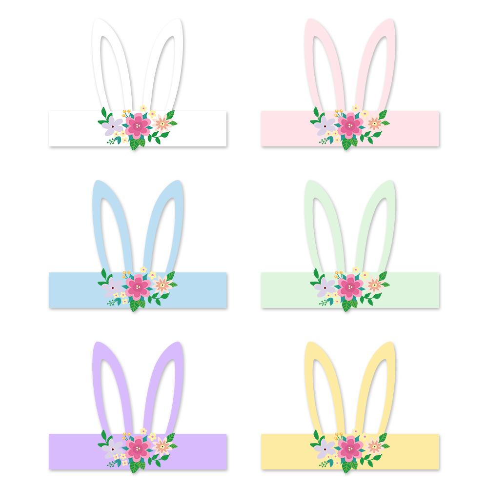 6 Pcs New Cute Bunny Ears Paper Crown Creative Easter Bunny Ears Paper Hat for Kids and Adults Easter Party Photo Prop Decor